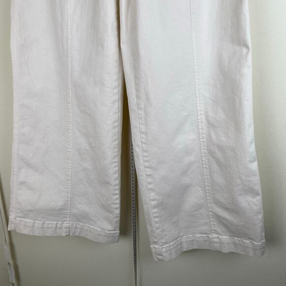 Spanx Seamed Front Wide Leg Jeans Size Large Ecru - Picture 10 of 16